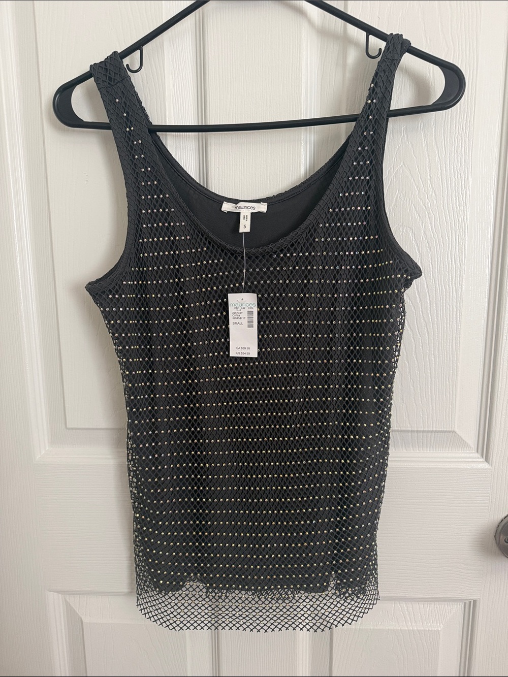 Maurices Black Mesh Tank with Subtle Shimmer